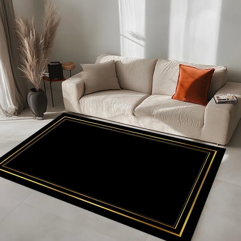 Modern Black Gold Area Rug Min - Commercial Digital Printing Machine reseña y precio