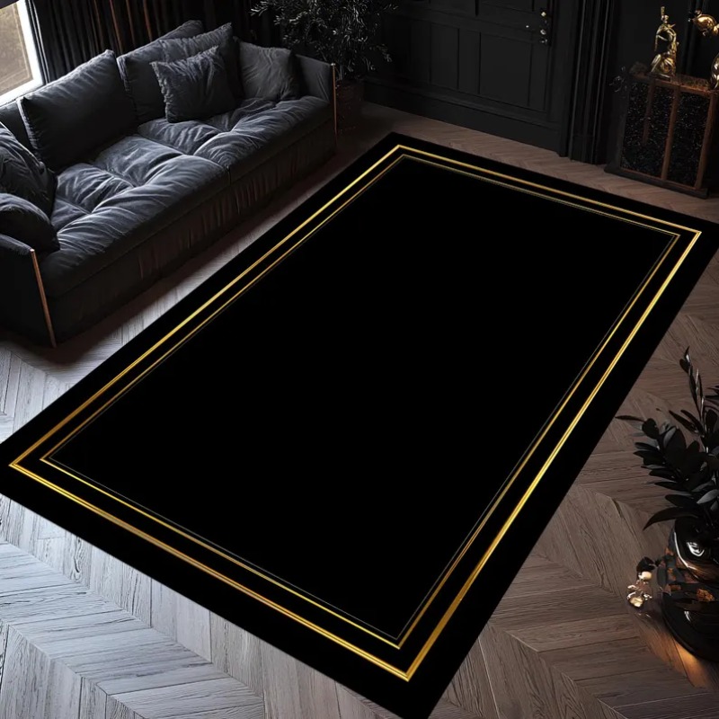 Modern Black Gold Area Rug Min - Commercial Digital Printing Machine reseña y precio