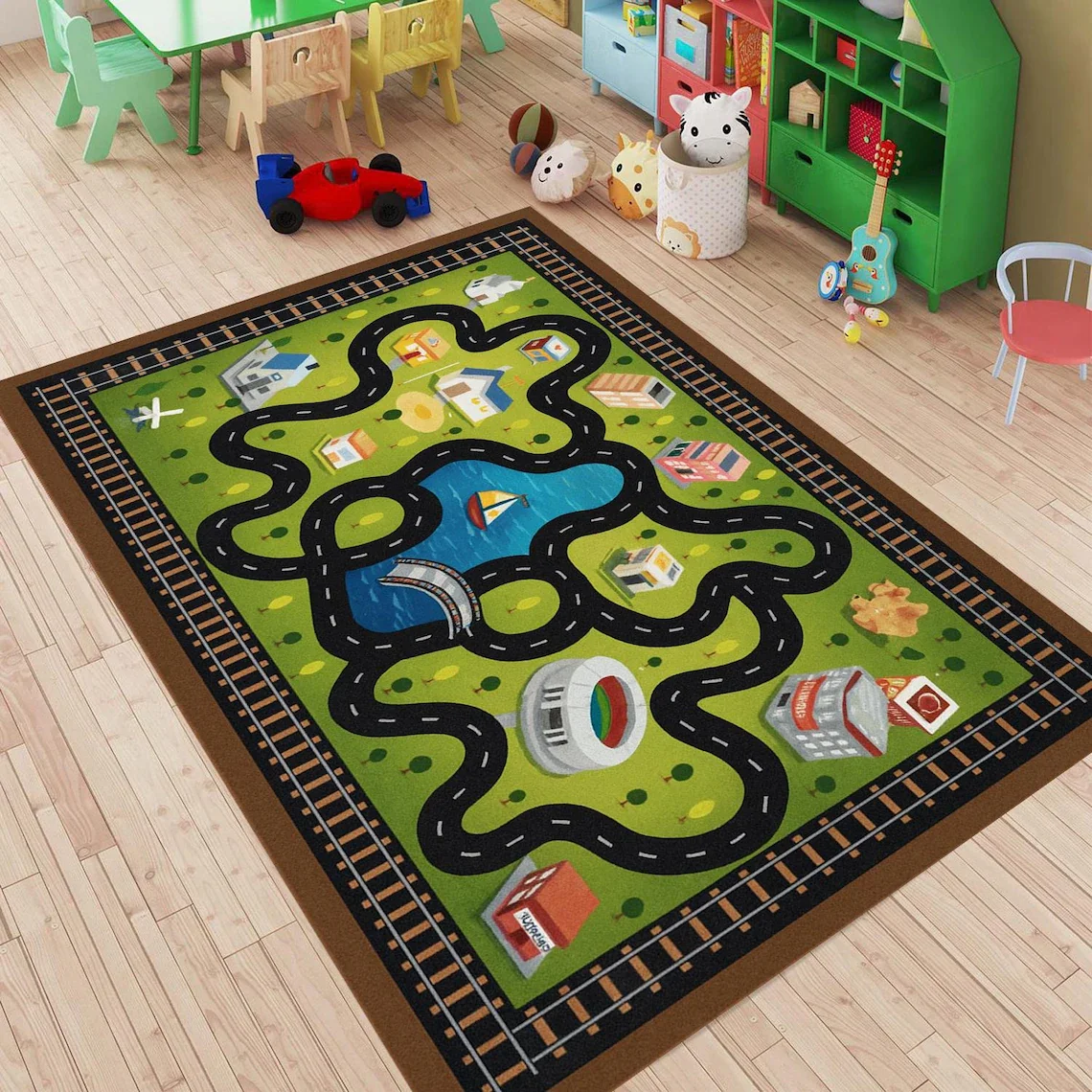 Race Track Rug Kids Playroom C - Commercial Digital Printing Machine reseña y precio